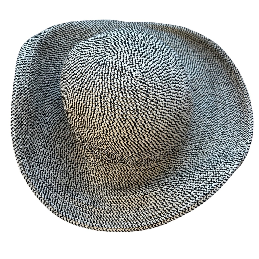 Sunday Afternoons Sun Hat One Size Black White Woven Paper Blend Floppy Flaws